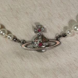 Vivienne Westwood Pink Orb Pearl Choker Necklace
